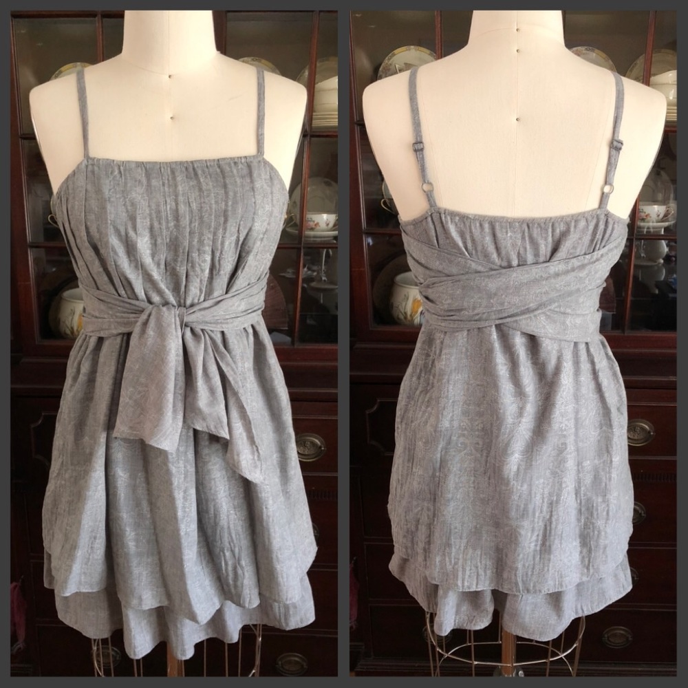 Pleated Wrap Bow Babydoll Mini Dress